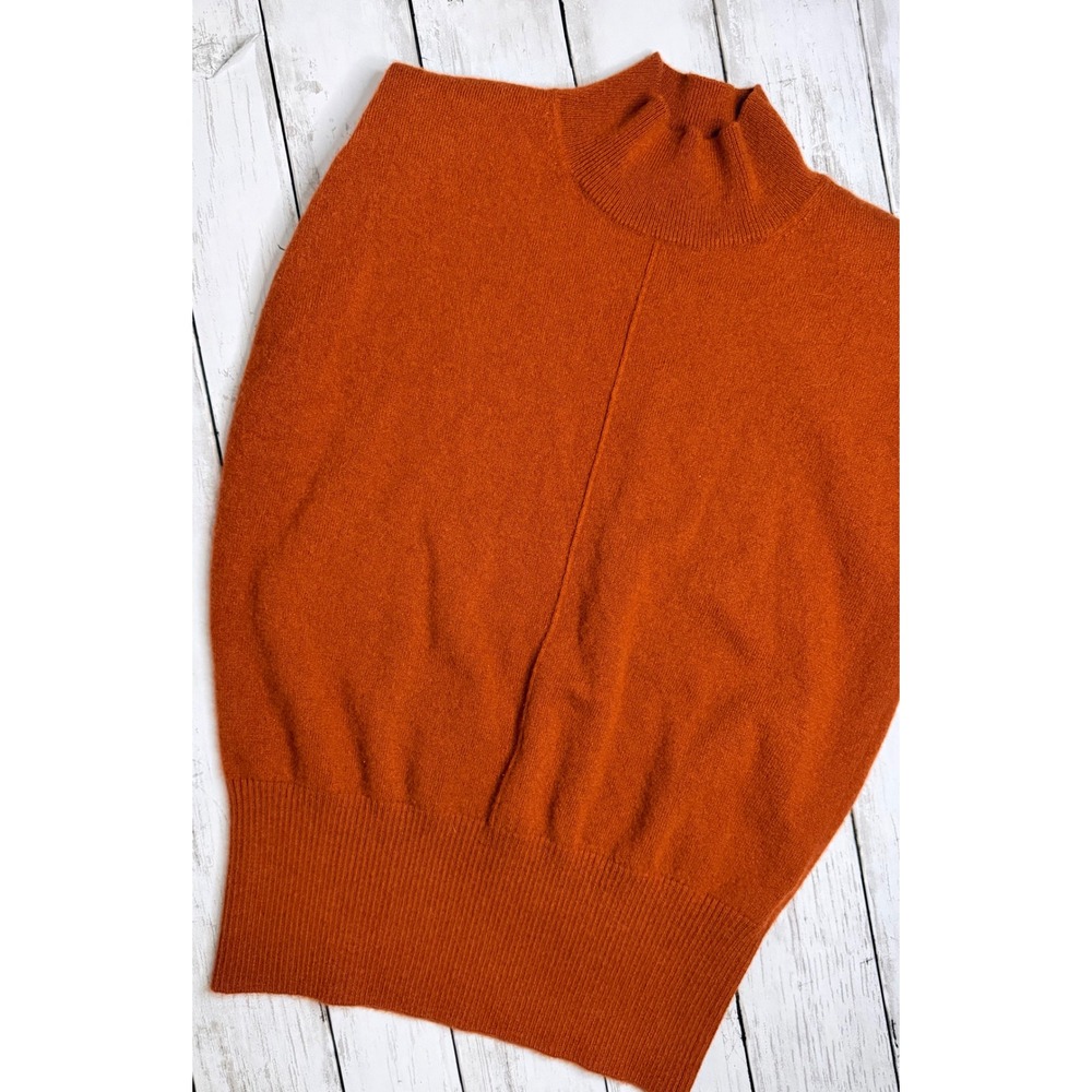 Banana Republic 100% Cashmere Mock Neck Sleeveless Sweater Burnt Orange XS